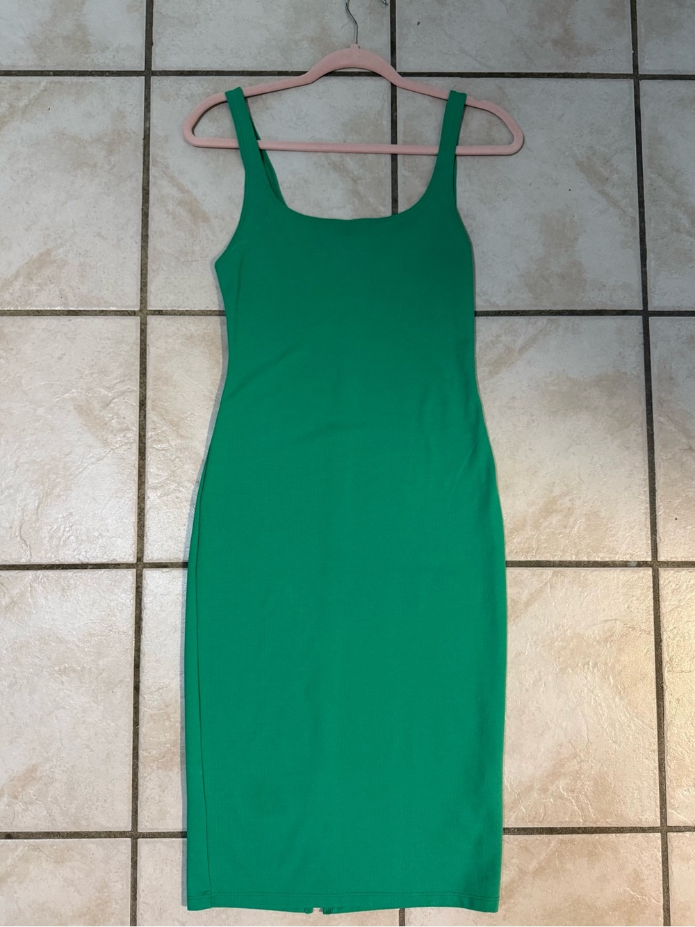 Zara Emerald Green Midi Square-Neck Dress